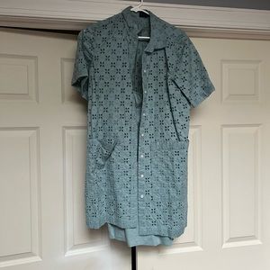 Gap button down eyelet dress with slip lining